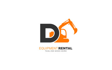 D logo excavator for construction company. Heavy equipment template vector illustration for your brand.