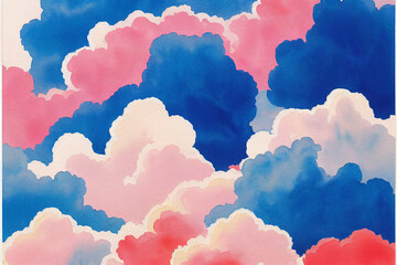 Wall Mural - Watercolor clouds spectacular colors