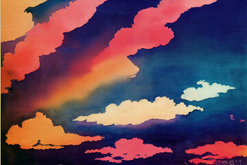 Wall Mural - Watercolor clouds spectacular colors