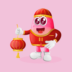Poster - Cute pink monster celebrate chinese new year
