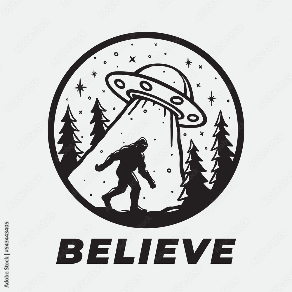 Bigfoot Ufo Abduction - Believe T-Shirt Bigfoot Ufo Abduction - Believe T-Shirt