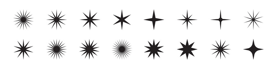 Wall Mural - set of starburst. star. collection of trendy stars shapes. vector icons for apps and websites.