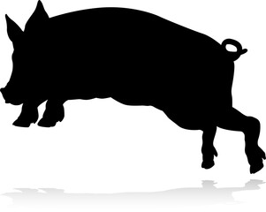 Poster - Pig Silhouette Farm Animal