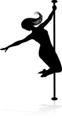 Wall Mural - Pole Dancing Woman Silhouette