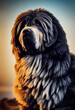 Schöner Tibetanischer Mastiff Hund isoliert mit dicken Haaren