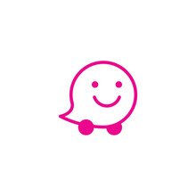 eps10 pink vector smiling Waze abstract line art icon isolated on white background. Location GPS outline symbol in a simple flat trendy modern style for your website design, logo, and mobile app