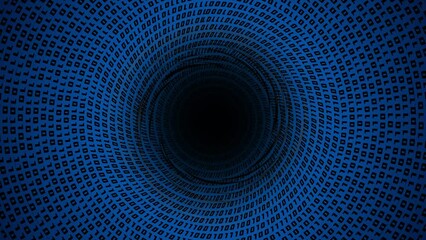 Binary code on blue background pulled into black hole