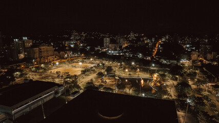 Wall Mural - aerial image of  Blumenau city,at night, Santa Catarina, southern Brazil, downtown lights