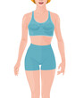 © pil - Female full body underwear illustration front mint short pants