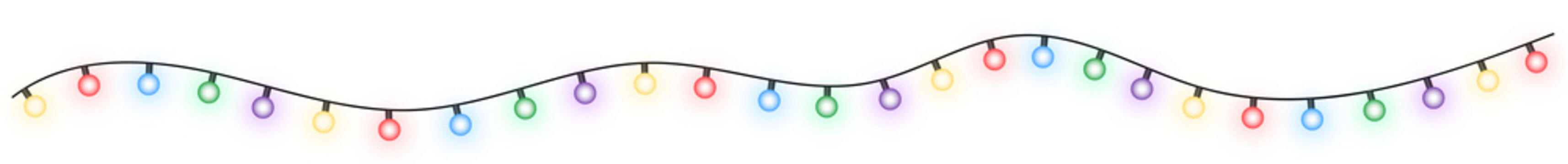 Christmas decoration light garland with multicolored bulbs. Holiday decor. Realistic element for festive design. Vector illustration