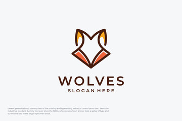 Wall Mural - Wolf linear icon. Modern outline Wolf logo concept