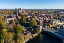 Aerial View Of York Minster, The River Ouse And The City Of York In The United Kingdom.