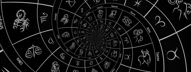 Leinwandbilder - Astrological background with zodiac signs and symbol.