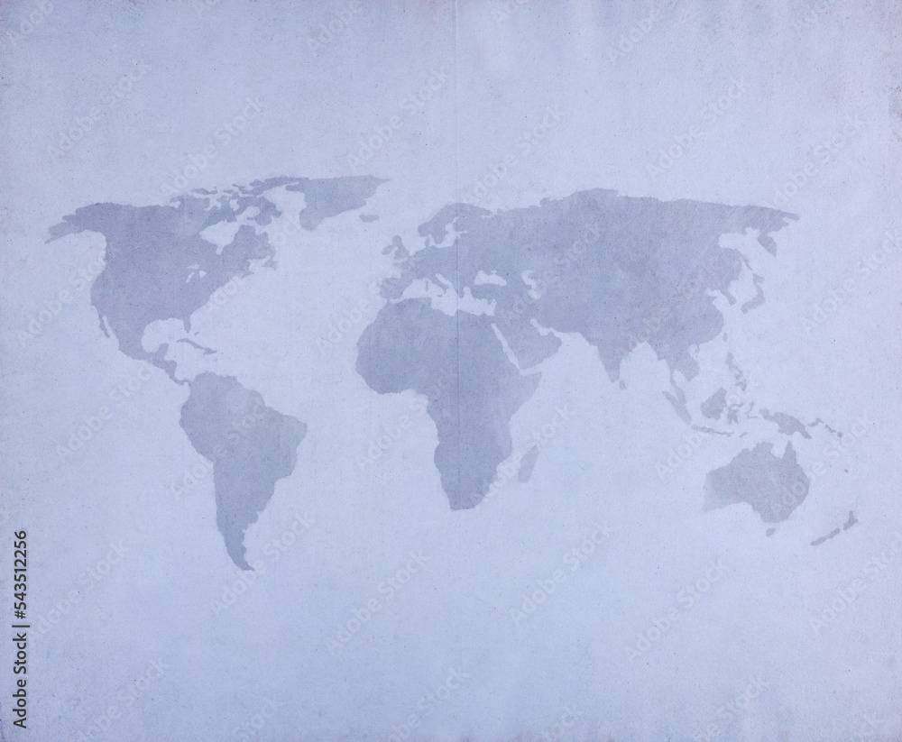 World map on a weathered and aged paper. High resolution full frame ...