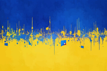 Wall Mural - Abstract Ukraine flag colours Blue and yellow brush