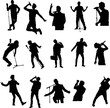 © Shahadat Arman/Wirestock Creators - Silhouettes of a male singer performing with different enthusiastic gestures