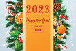 2021 New year illustration with sweets and fir