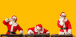 Set of cool Santa DJ on yellow background