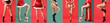 Leinwanddruck Bild - Set of sexy young women in Christmas costumes and underwear on colorful background