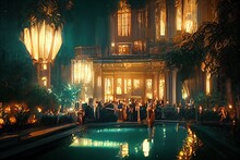 A Luxurious Glamorous Party In The Style Of The 20s Gatsby
