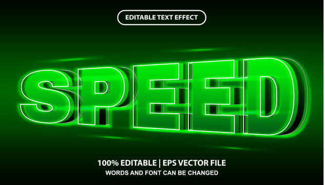 Speed editable text effect template, green neon light font effect style