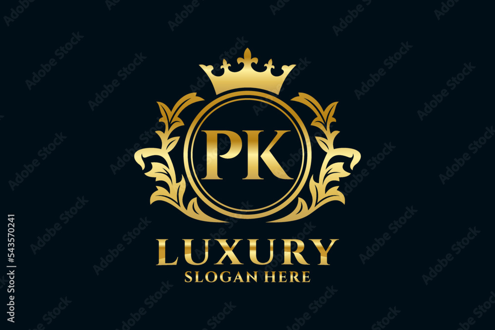 Initial PK Letter Royal Luxury Logo template in vector art for ...