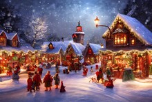 It's A Cold Winter Day And The Snow Is Falling Gently Onto The Idyllic Christmas Village Scene. The Houses Are All Covered In A Layer Of Soft White, And Smoke Curls Up From Their Chimneys Into The Air