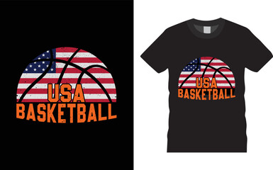 Wall Mural - Basketball Typography T-shirt Design Vector. USA Basketball, Emblems, badges and design elements, Design Template Inspiration for t-shirt Typography, T-shirt Design Template.