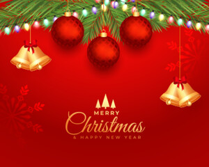 Wall Mural - decorative merry christmas red background with xmas elements design