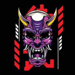 Vector illustration of samurai mask