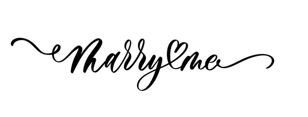 Wall Mural - Marry me - vector calligraphic inscription with smooth lines.