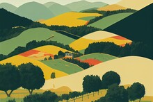 Wine Farm And Grape Plantationst Illustration