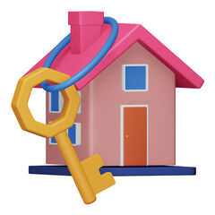 Wall Mural - House key 3d rendering isometric icon.