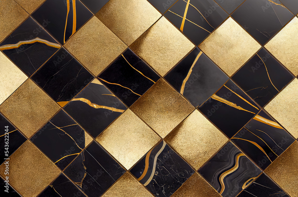 abstract geometric background with black gold and white shapes. Modern ...
