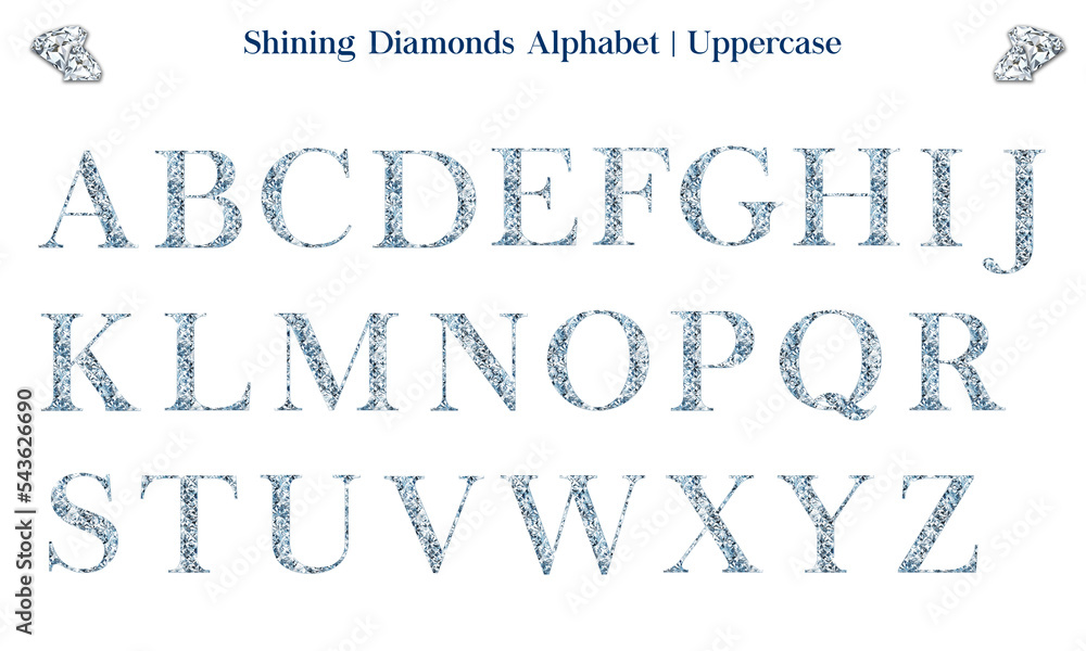 Shining Diamonds Alphabet or Font Set for luxurious and elegant design ...
