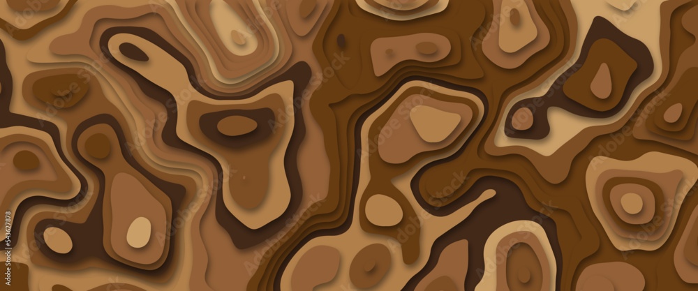 3D papercut layers, paper cut vector art background. Topographic canyon ...