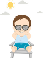 Poster - Man Dwarfism Sunbathing Illustration