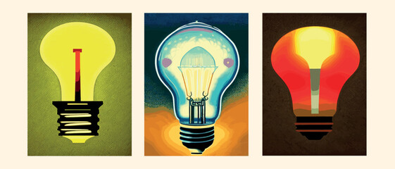 Wall Mural - Vector image of a light bulb. Realistic 3d object on transparent background. The effect of light. A symbol of creativity and ideas.