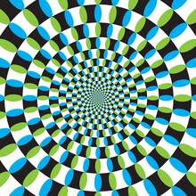 Rotating Snake's Optical Illusion, Swirl Optical Illusion Art, Spiral Illusion Background. 