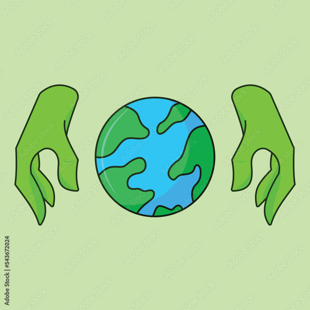 Alien Hand Control the World Icon Concept Isolated Premium Vector. Flat ...