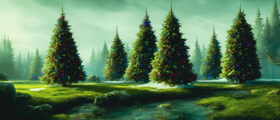 Wall Mural - Artistic concept painting of a christmas festive outdoor