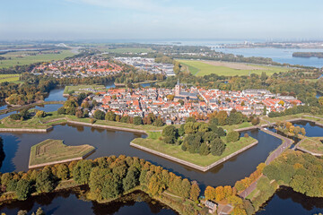 Canvas Print - Aerial from the traditional city Naarden in the Netherlands