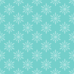 Wall Mural - Snowflakes vector seamless pattern in light mint color. Vector illustration