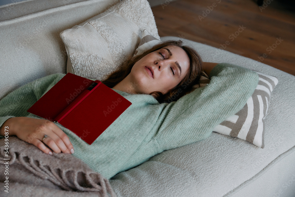 Woman taking a nap on the couch