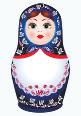 Russian traditional matryoshka dolls in vector with colorized pattern. Souvenir vector illustration. Gift. Banner. Advertising