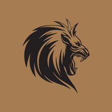 Side  Icon Vector Of A Lion Against A Colored Background.
