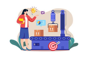 Factory Production Illustration concept on white background
