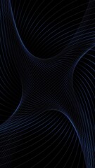 Wall Mural - abstract loop curved lines pattern on black vertical background.