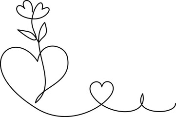 Wall Mural - flower heart symbol of love one line