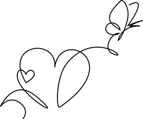 Wall Mural - flower heart symbol of love one line